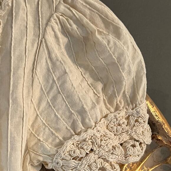 Vintage 1970s Crochet Embellished Prairie Country Prom Dress SZ S - Picture 13 of 15